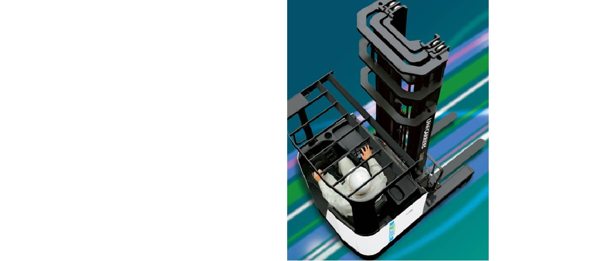 Xe nâng điện reach truck ngồi lái Unicarriers